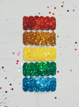 Open image in slideshow, 2 inch Solid Glitter Snap Clip Set
